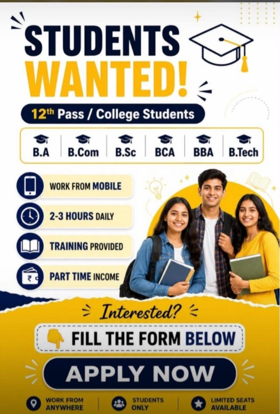 Students Wanted | Part-Time Work From Home Opportunity