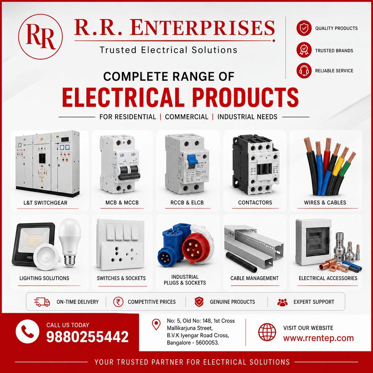 Quality Electrical Solutions in Bangalore | Contact R.R Enterprises