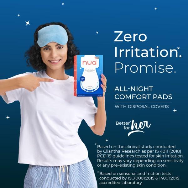 Nua All Night Comfort Pads  Zero Irritation and 4x Comfort