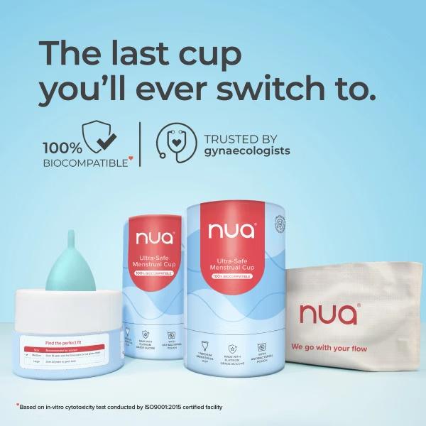 Buy Nua Menstrual Cup Leak Free Period Cup with Antibacterial Pouch