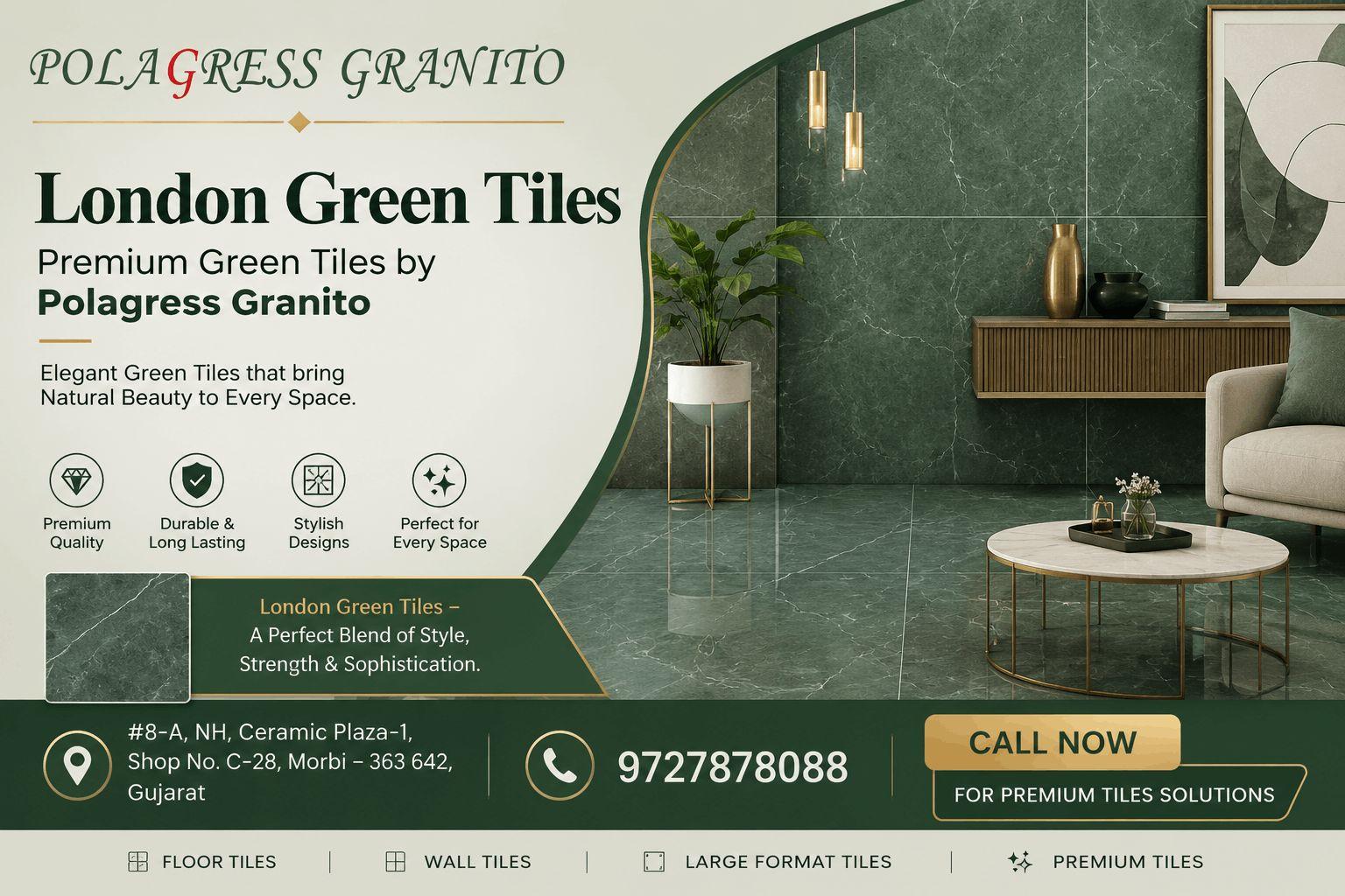 London Green Tiles Manufacturer & Supplier in India | Polagress Granito