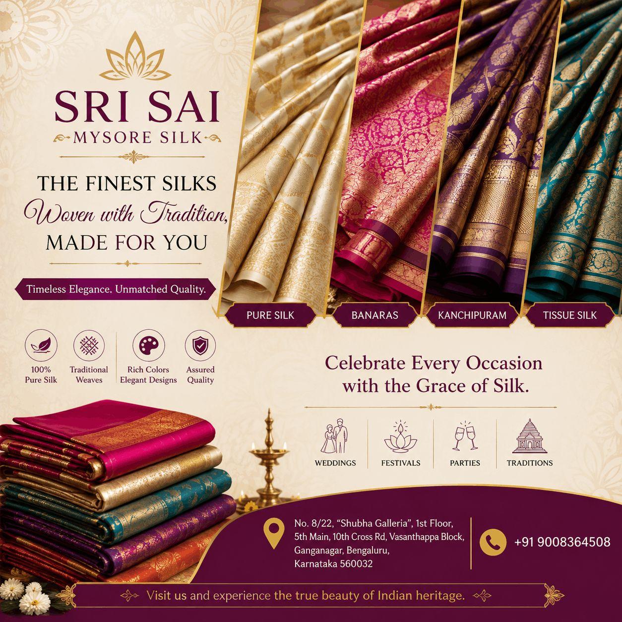 Shop Pure Mysore Silk Sarees Online  Explore Sri Sai Mysore Silks
