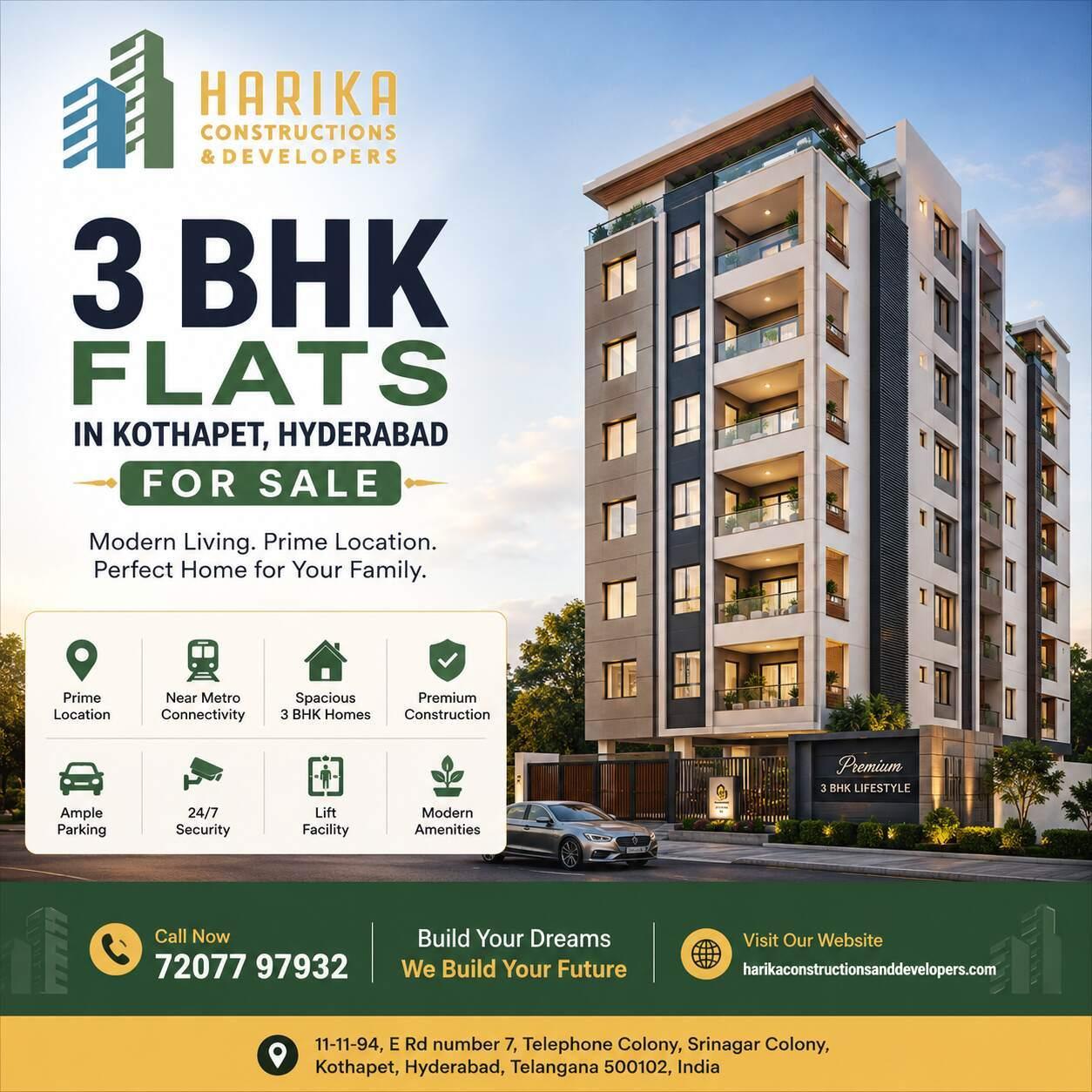 3 BHK Flats in Kothapet Hyderabad for Sale