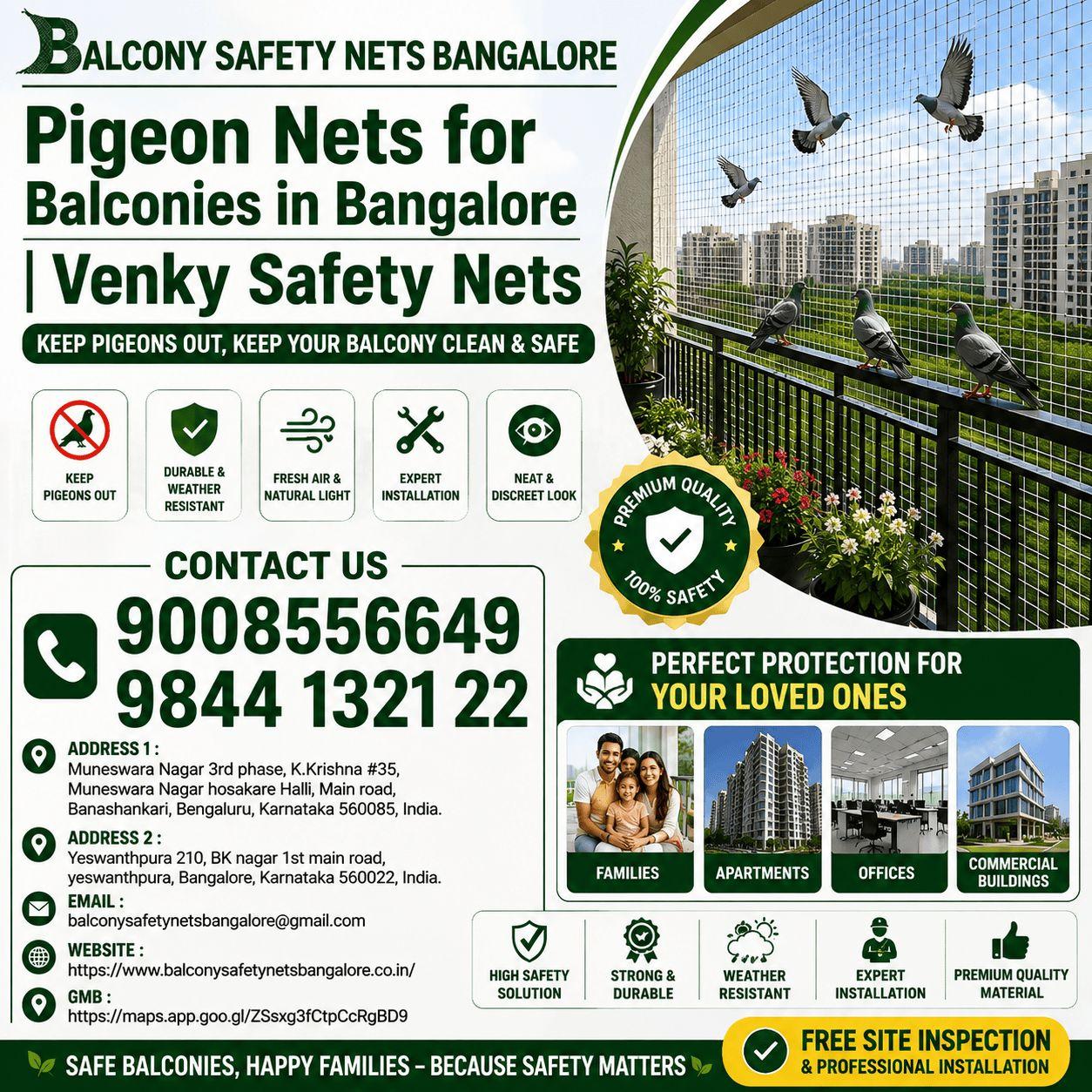 pigeon nets for balconies in bangalore | Venky Safety Nets