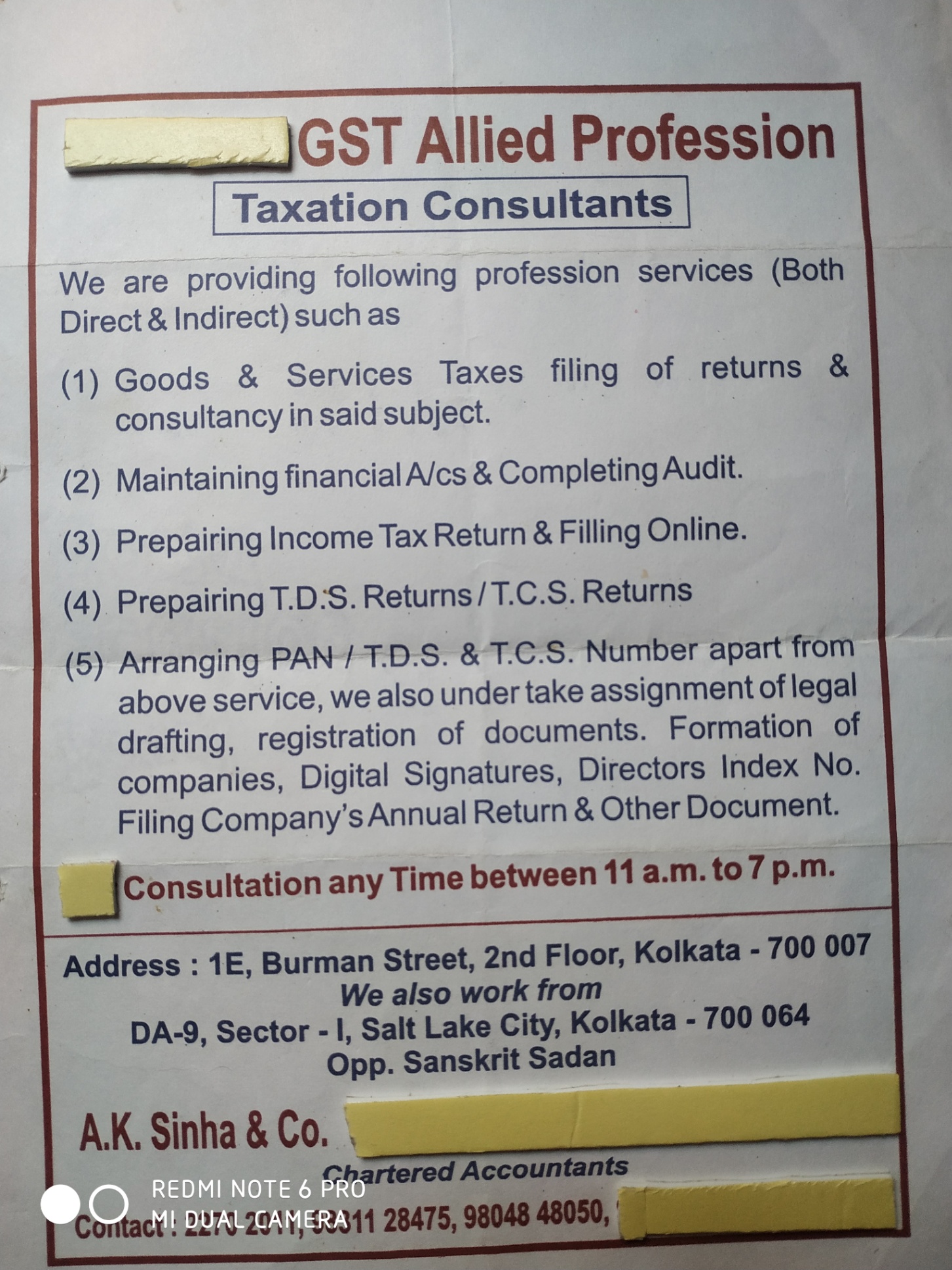 Tax Preparation, Accounting/ Tax services, Legal services, Real estate agent/ management, Other professional services, Insurance services; Exp: More than 15 year