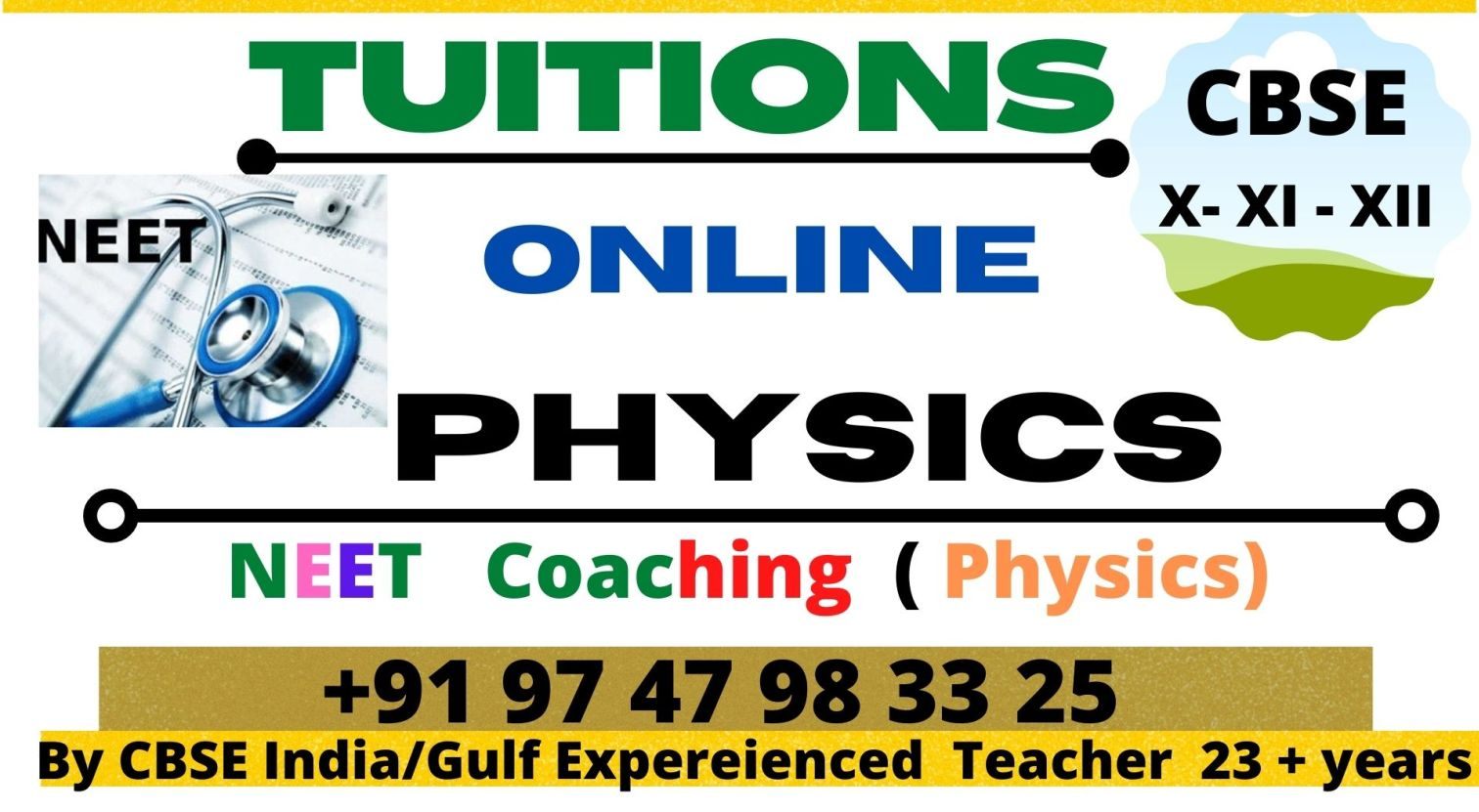 Class 11th/ 12th Tuition, Physics; Exp: More than 15 year