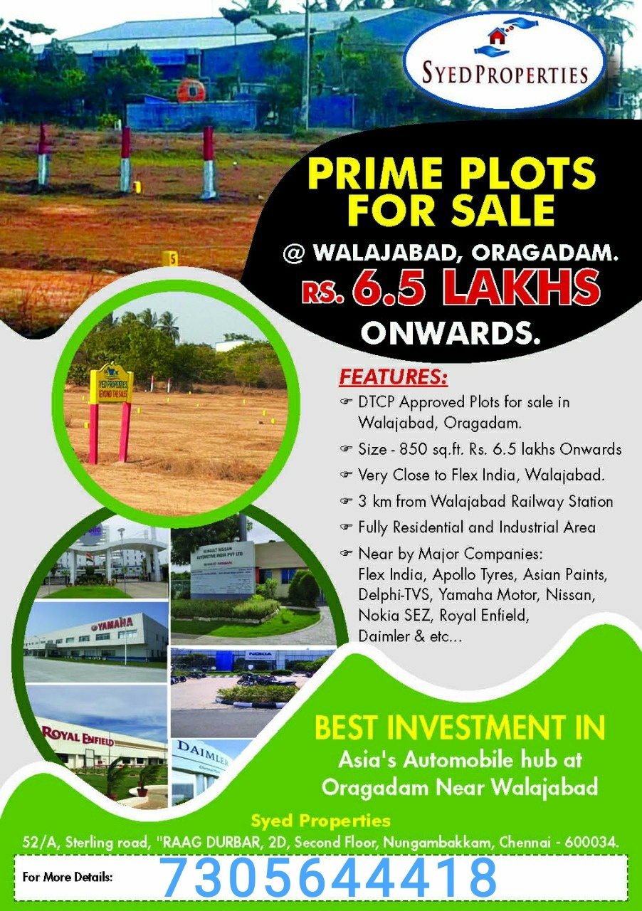 800 sq. ft. Land/ Plot for sale @ORAGADAM-WALAJABAD 