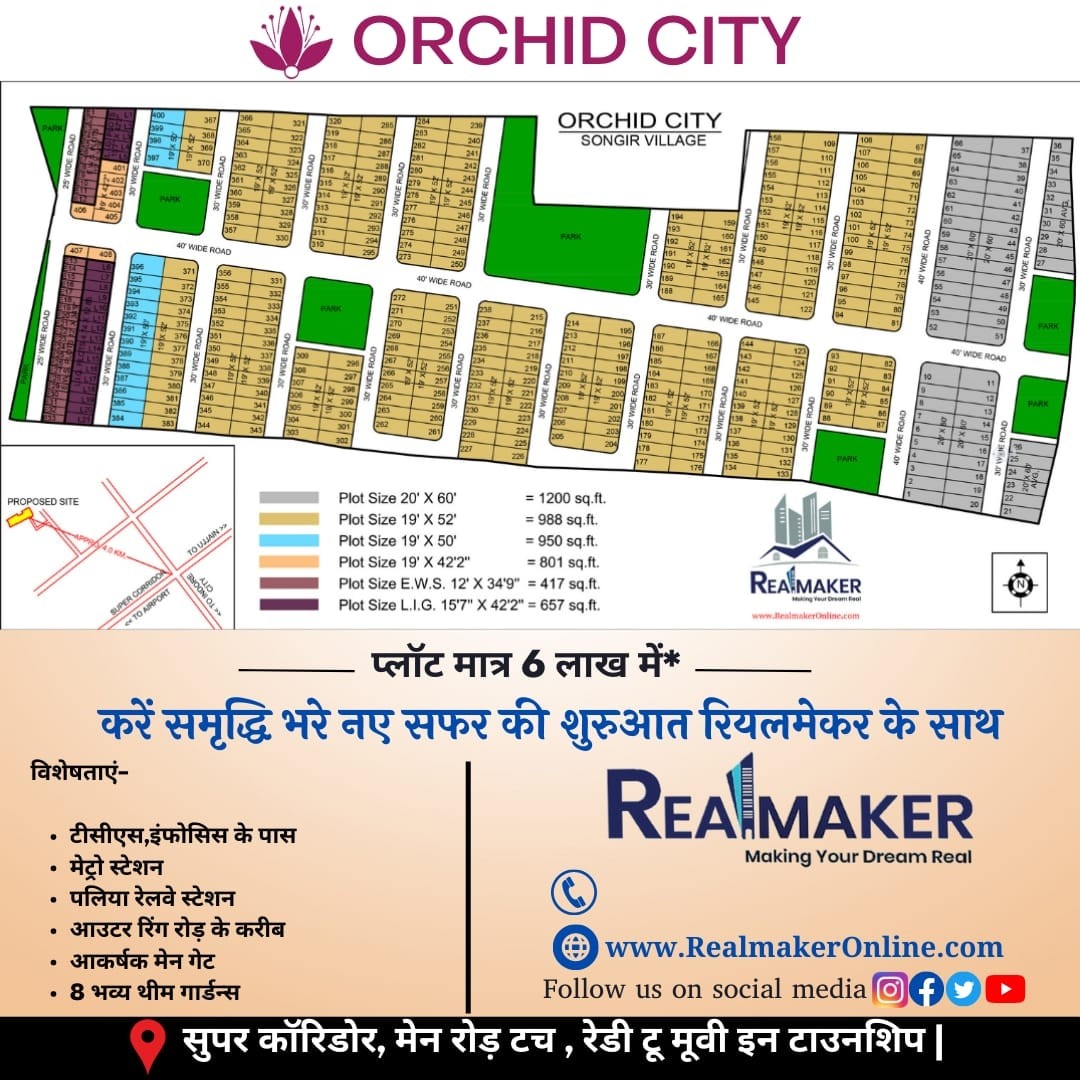 800 sq. ft. Land/ Plot for sale @Orchid city 