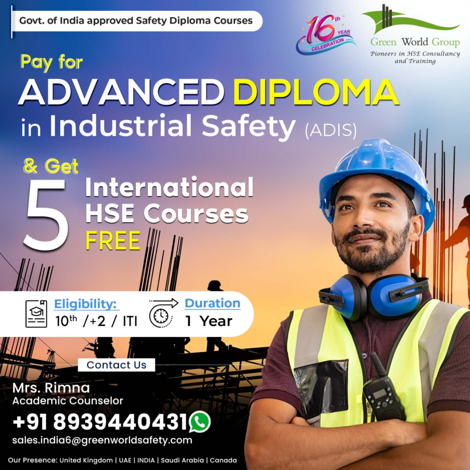 Green World’s Exciting Offer on Industrial Safety Diploma