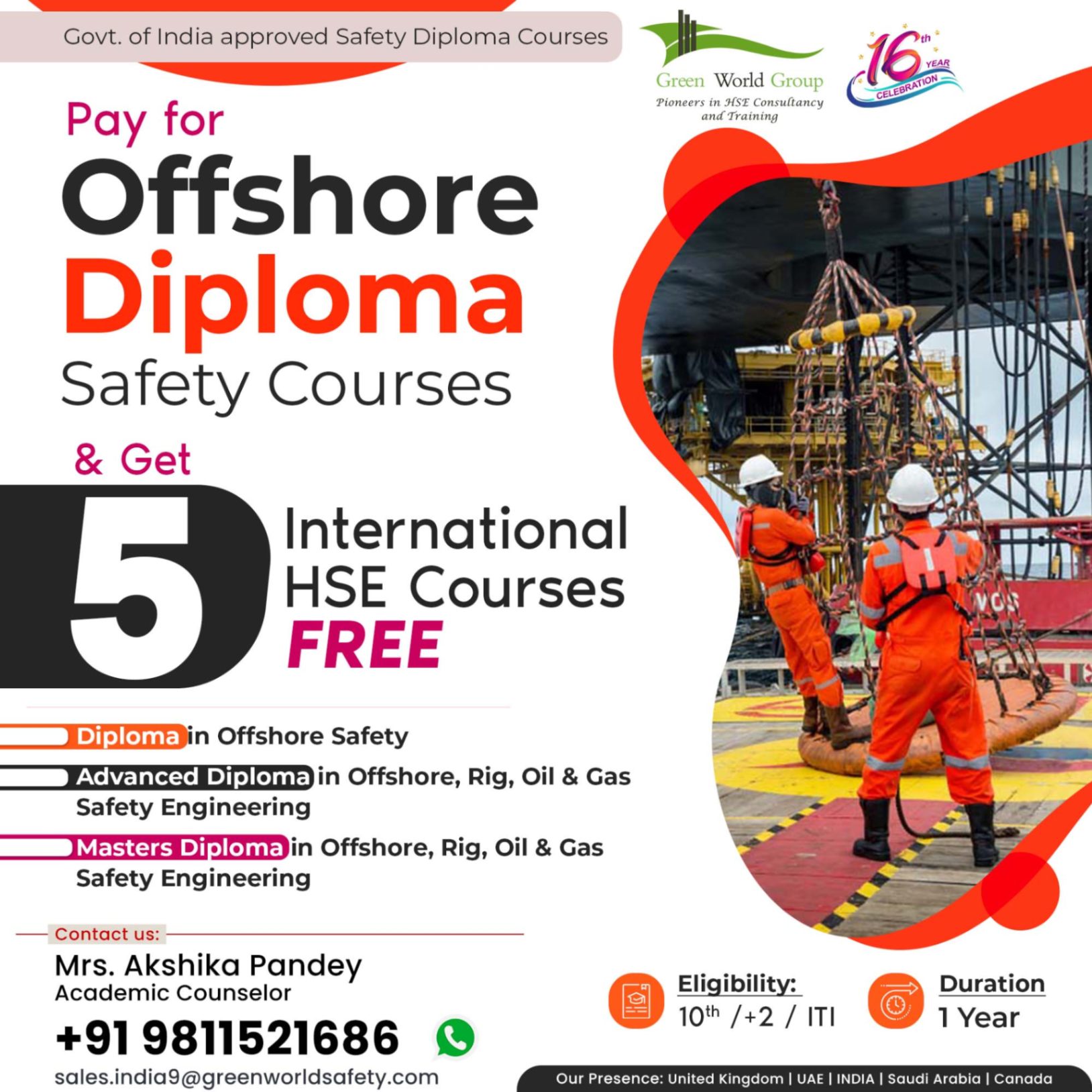 Pay for Offshore Diploma Course & Get 5 Intl HSE Course FREE