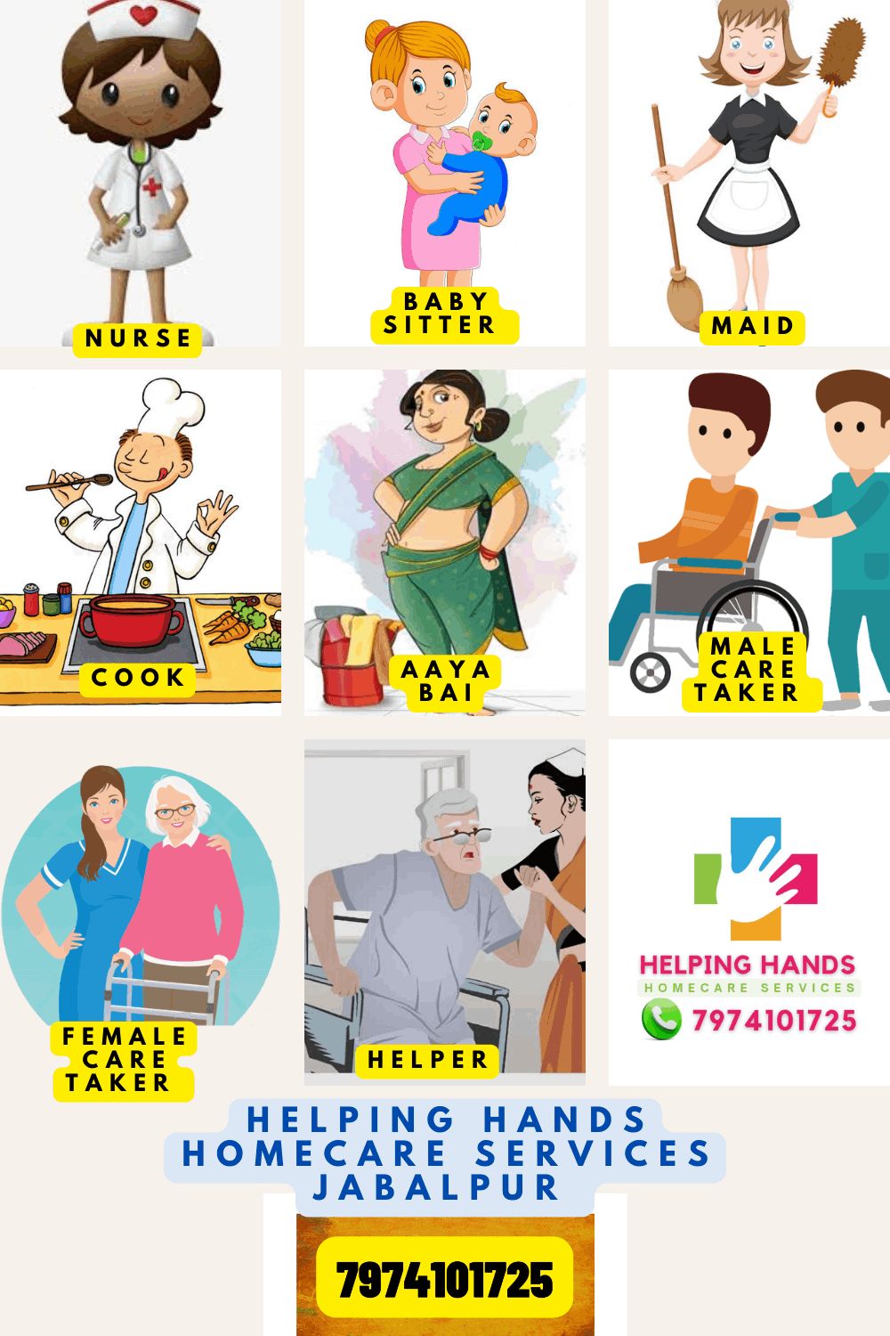 Maid/ Domestic help, Cooking service, Other domestic services, Elderly Care, Child Care; Exp: 3 year