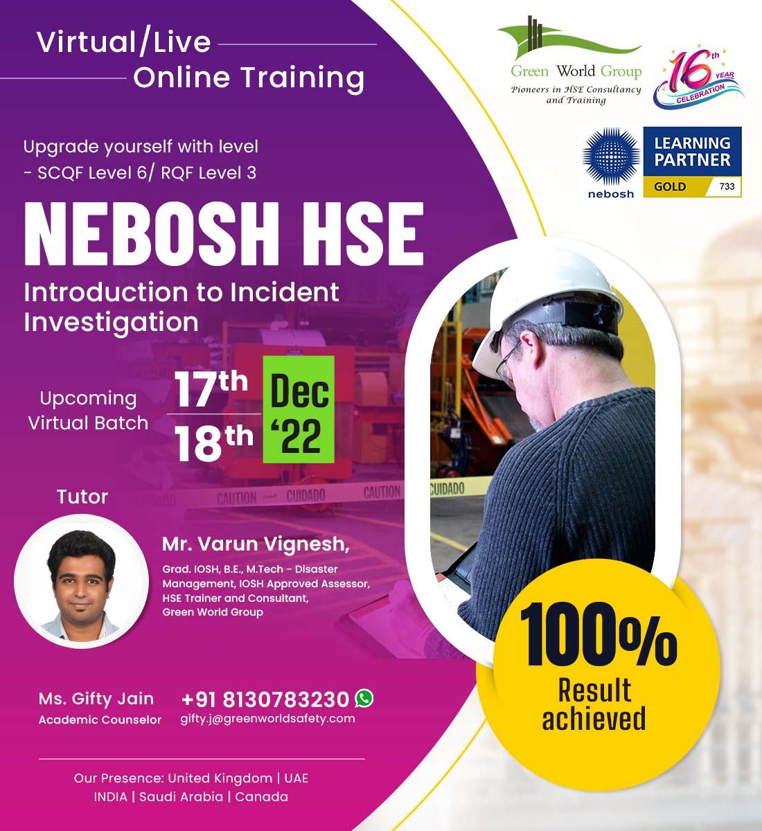 Join NEBOSH Incident Investigation Course in Chandigarh