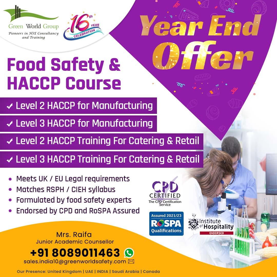 Are you looking to enhance your career in Food Safety?