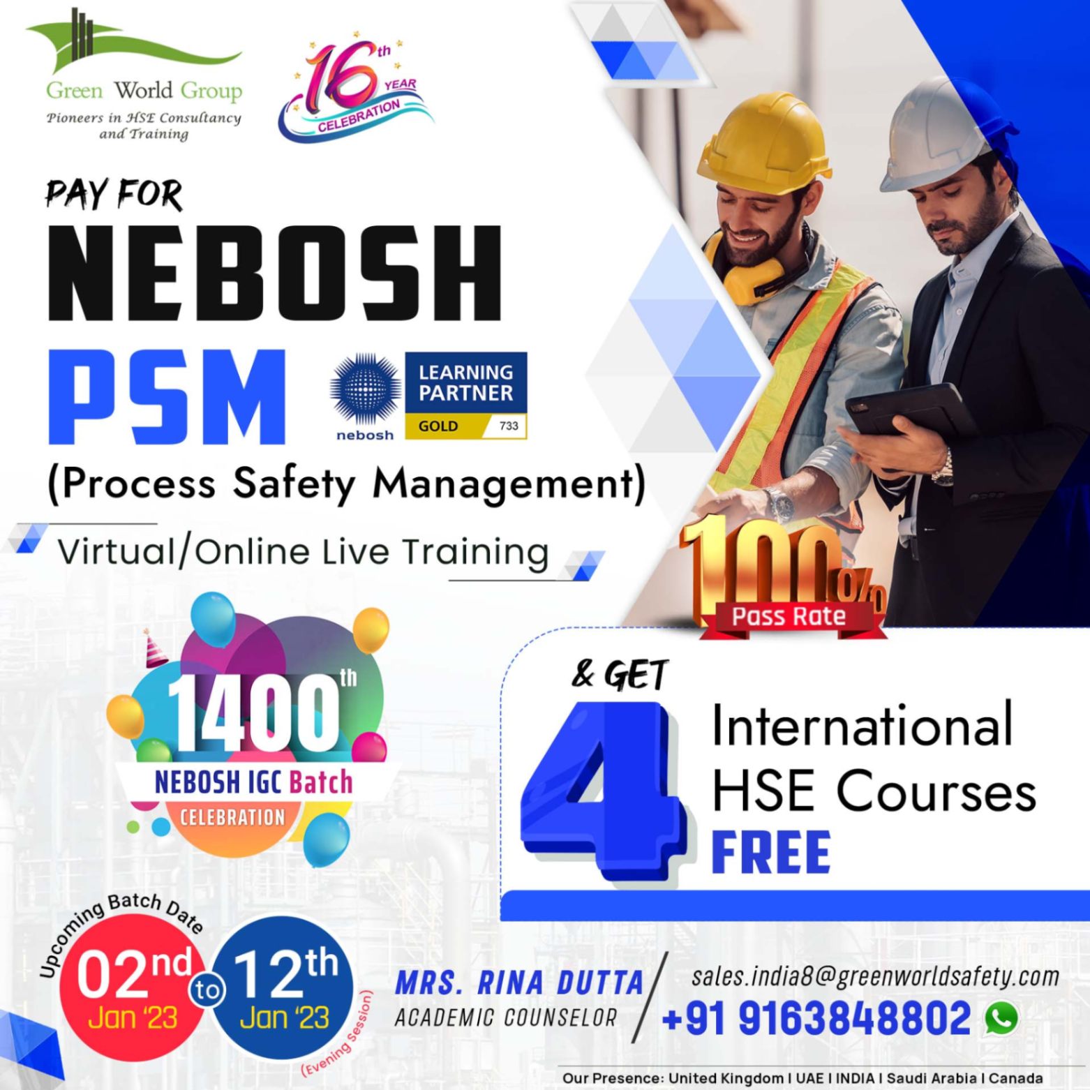 Upgrade your HSE Career by Learning NEBOSH PSM in Kolkata...!!