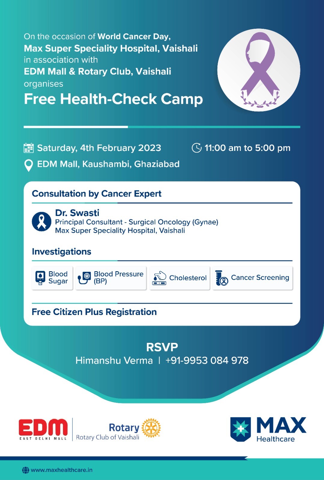 EDM Mall & Rotary Club, Organises Free Health Check -Camp