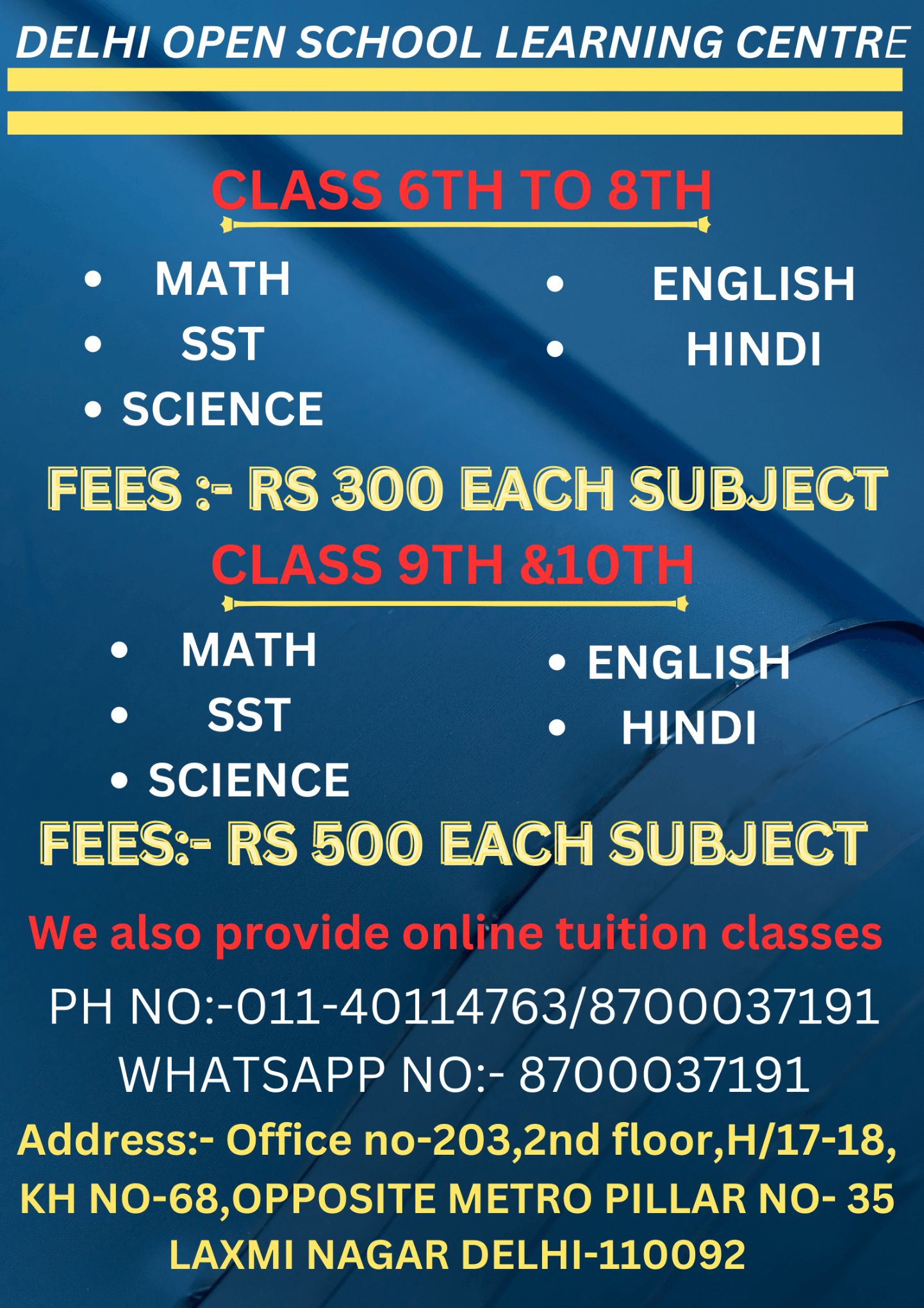 Class 9th/ 10th Tuition, Middle Class (6th -8th) Tuition, Science, Mathematics; Exp: 3 year