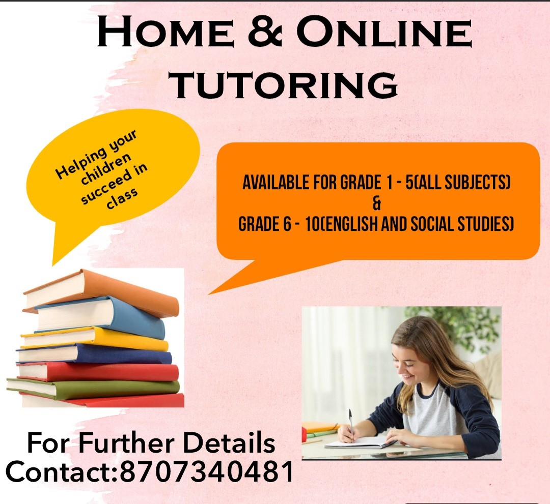 Class 9th/ 10th Tuition, Elementary (Class 1 - 5 Tuition), English, Middle Class (6th -8th) Tuition, Nursery and KG Tuition; Exp: 2 year