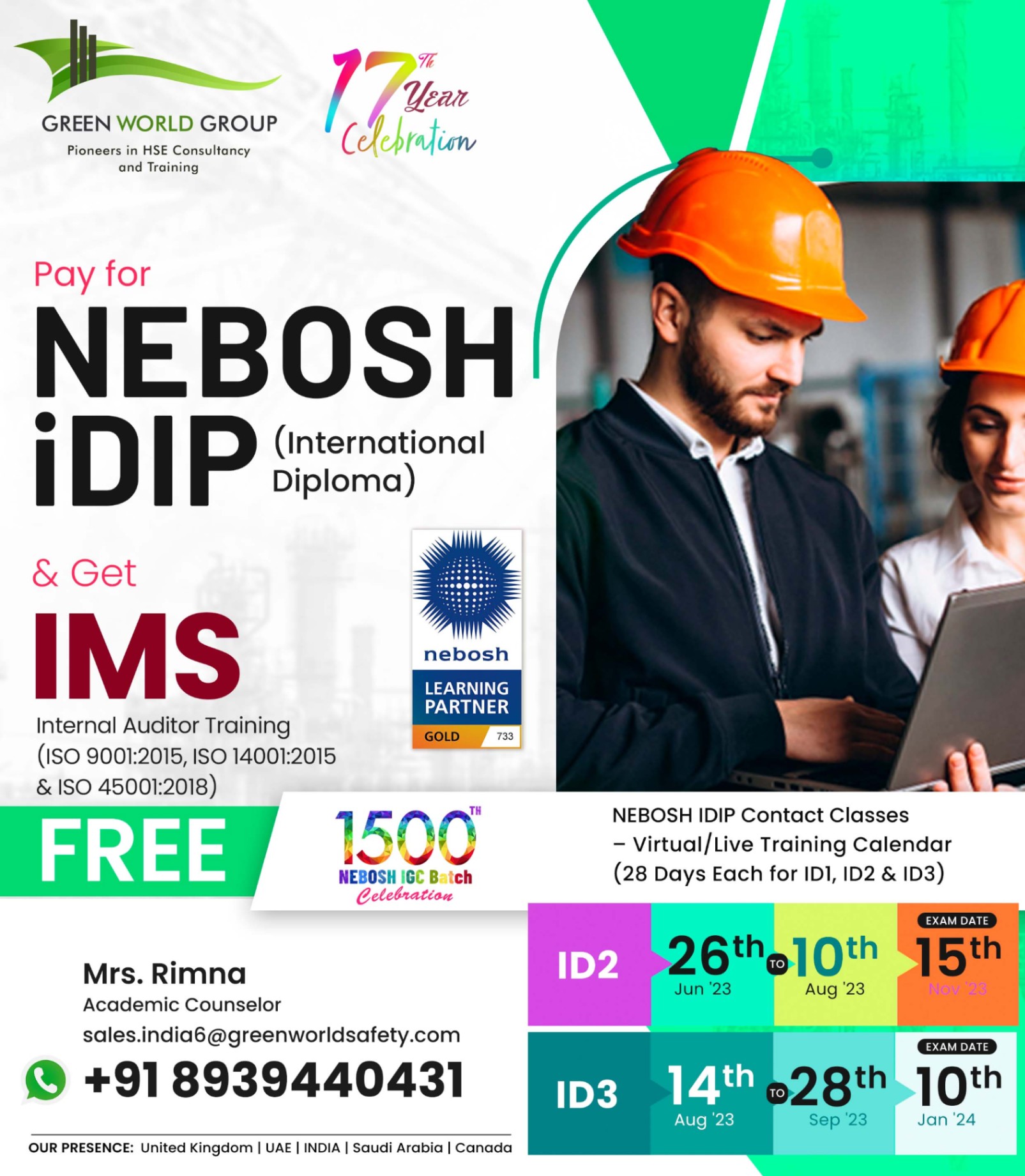 Enrol in NEBOSH IDip for Career Advancement!