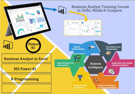 Business Analyst Institute in Delhi, Business Intelligence with MS Power BI, Tableau, R & Python Certification, 100% Job