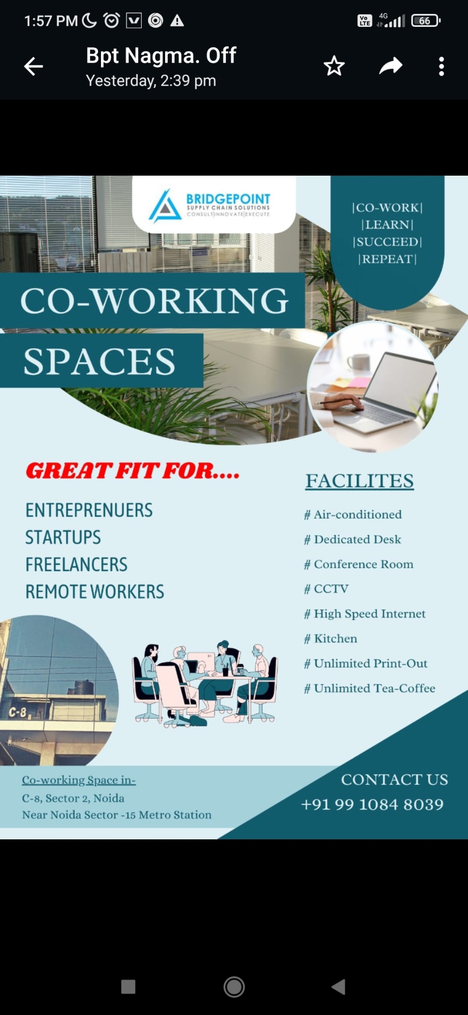 Co Working space in Noida sector 2 