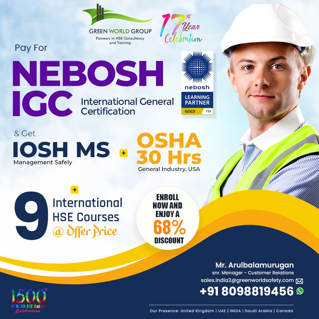 Join NEBOSH IGC Course in Chennai & Get exclusively Offer.!!