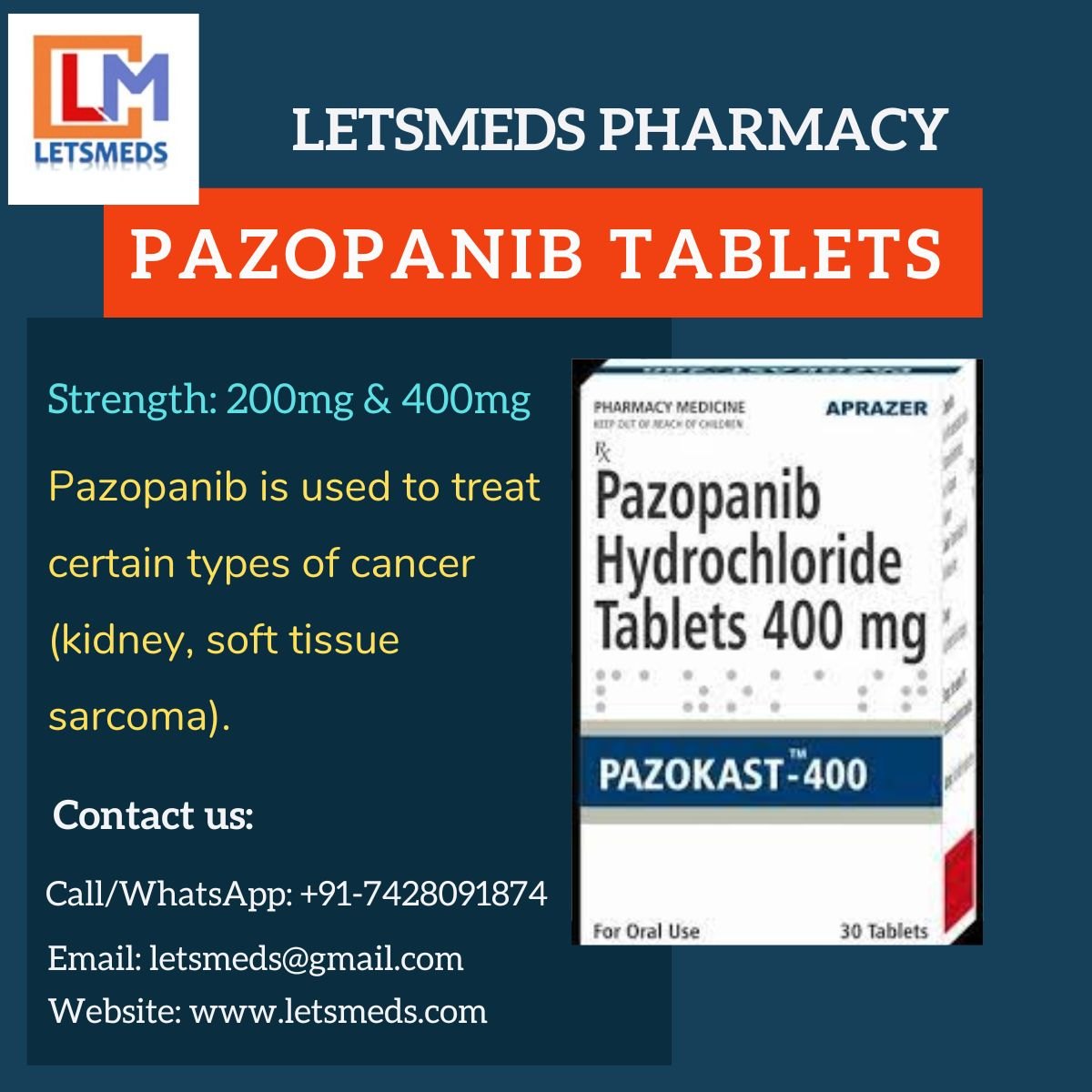 Buy Indian Pazopanib 200mg Tablets Lowest Cost Philippines Malaysia USA