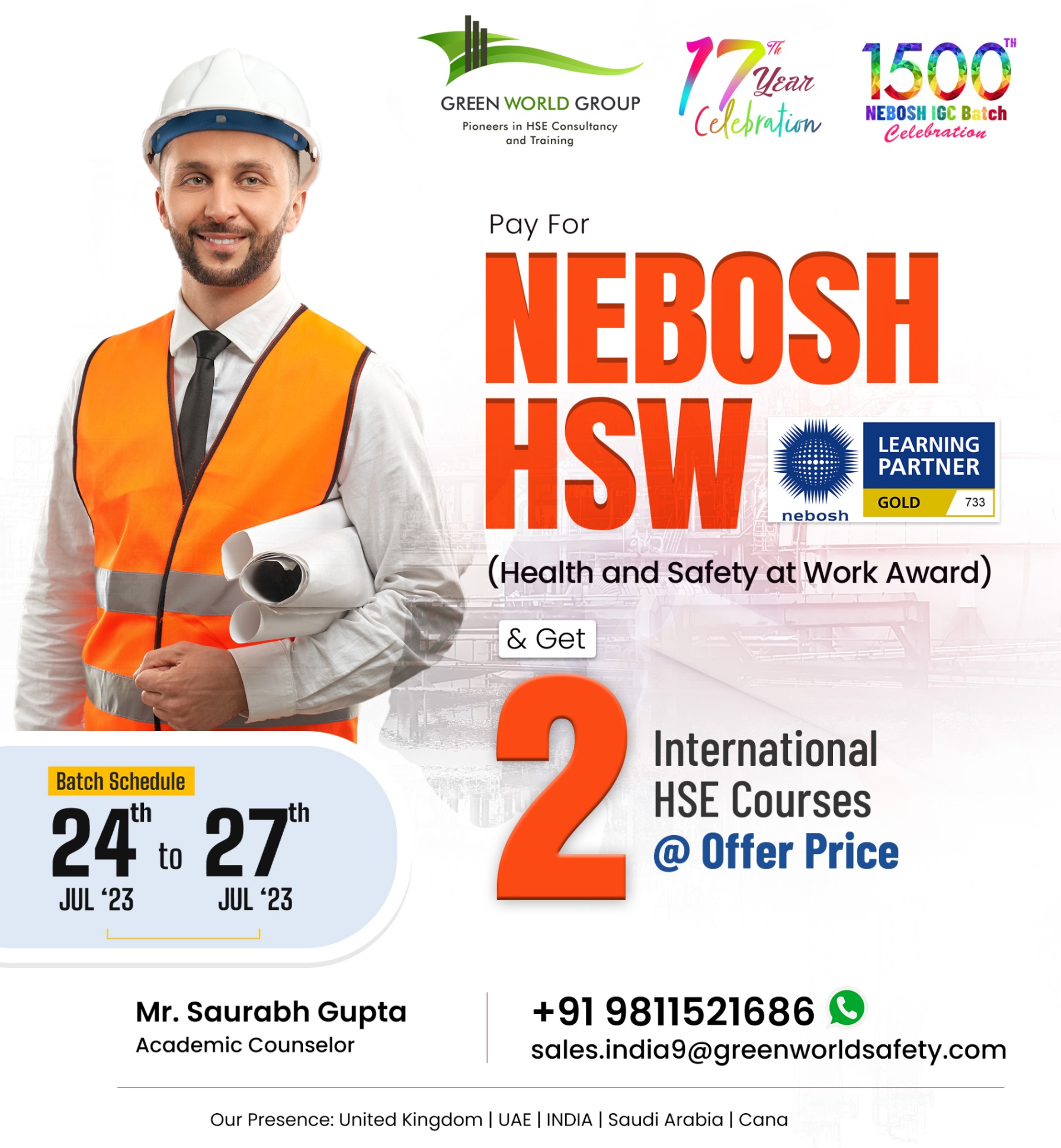 NEBOSH HSW course at a reasonable cost in New Delhi