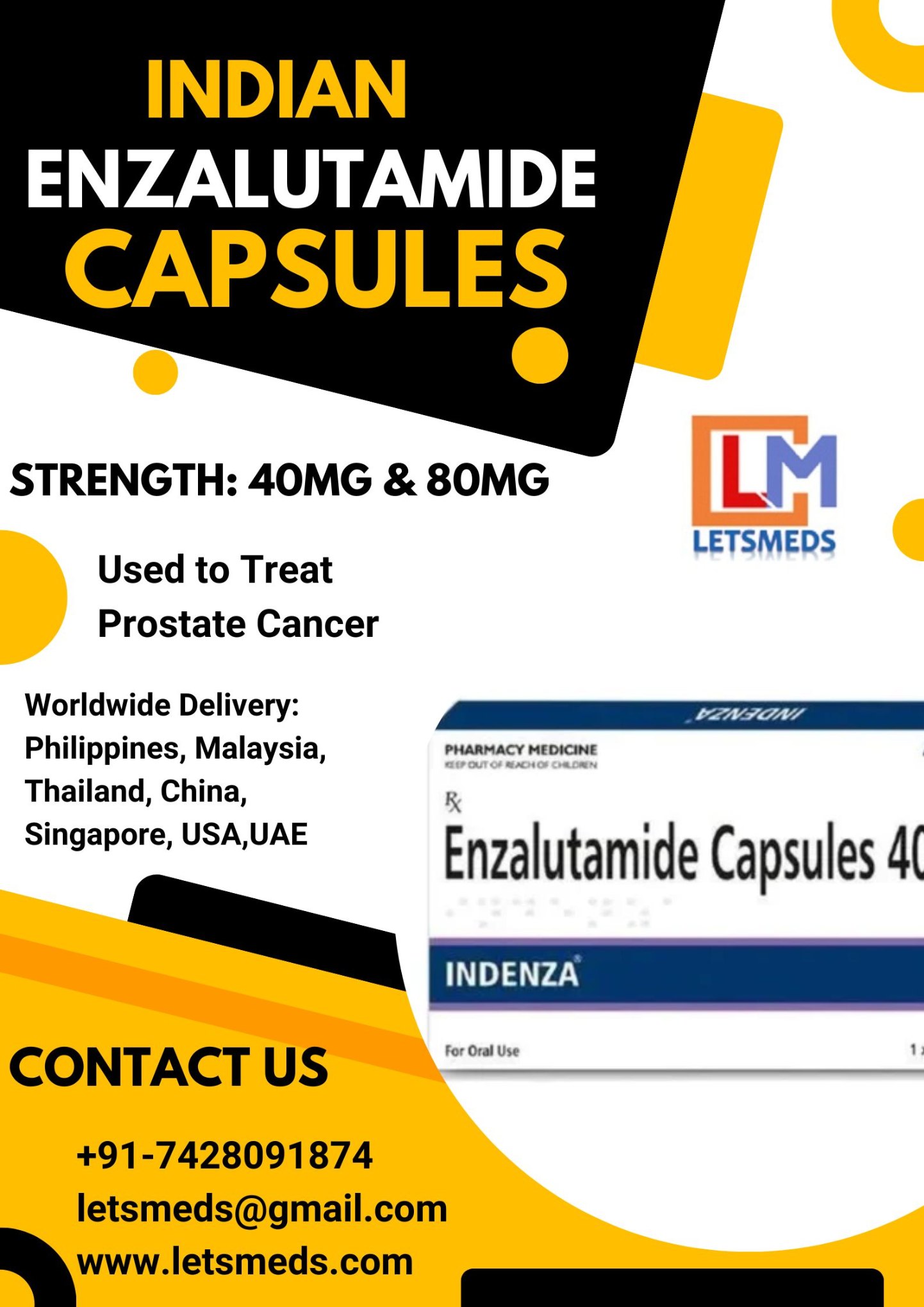 Purchase Indian Enzalutamide Capsules Lowest Cost Philippines Malaysia Hong Kong