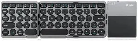 Open up Portable Wireless Bluetooth Folding Keyboard, Ultra Slim Pocket Size, Rechargeable, for iOS, Android & Windows Tabs, Smartphones, with User Manual & USB Charging Cable - Black