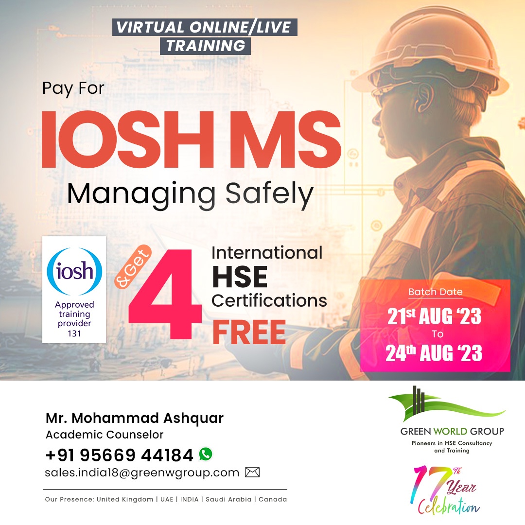 Join IOSH Managing Safely course Patna