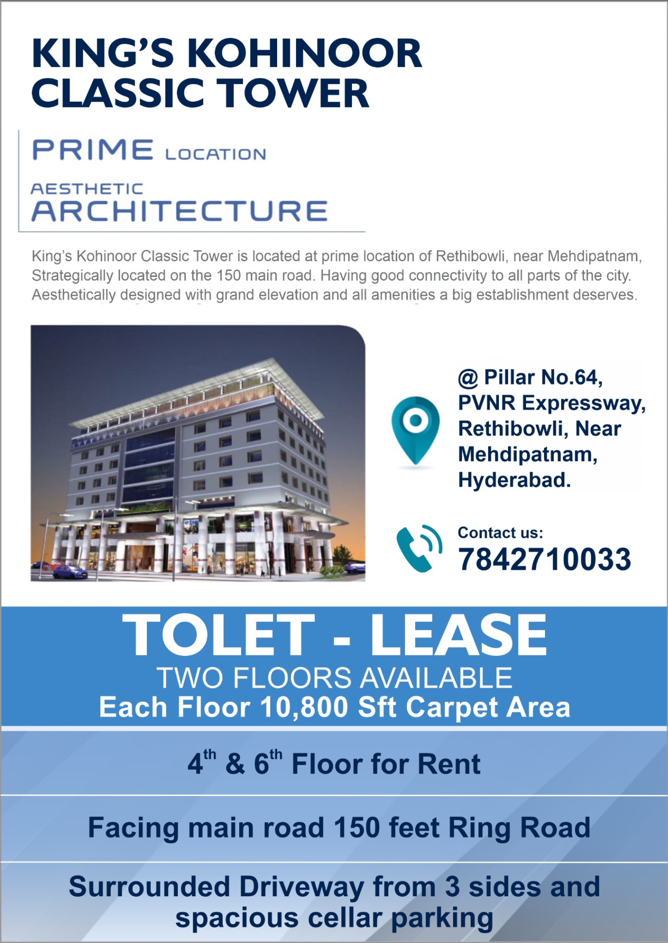 Rent Office/ Shop, 10800 sq ft carpet area for rent @Hyderabad
