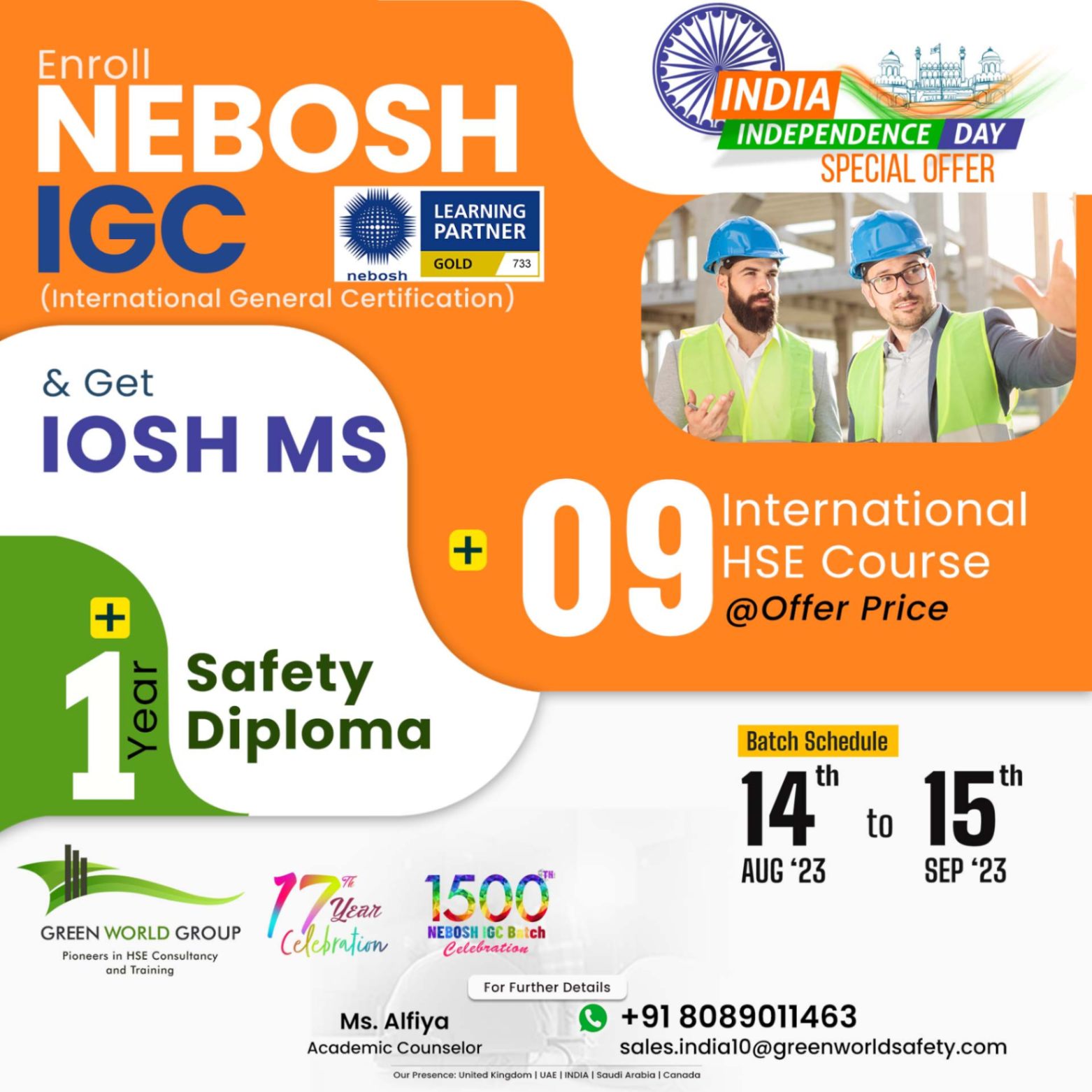 Independence day Special Offers On NEBOSH IGC  Course in Kerala 