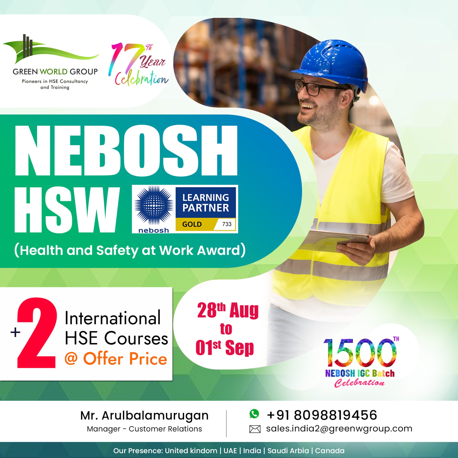 PAY for NEBOSH HSW in CHENNAI get two HSE courses FREE 