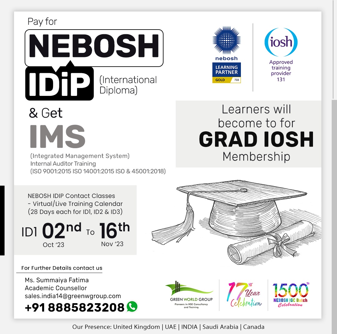 Pay for NEBOSH IDIp & Get IMS Internal Auditor Training  for Free
