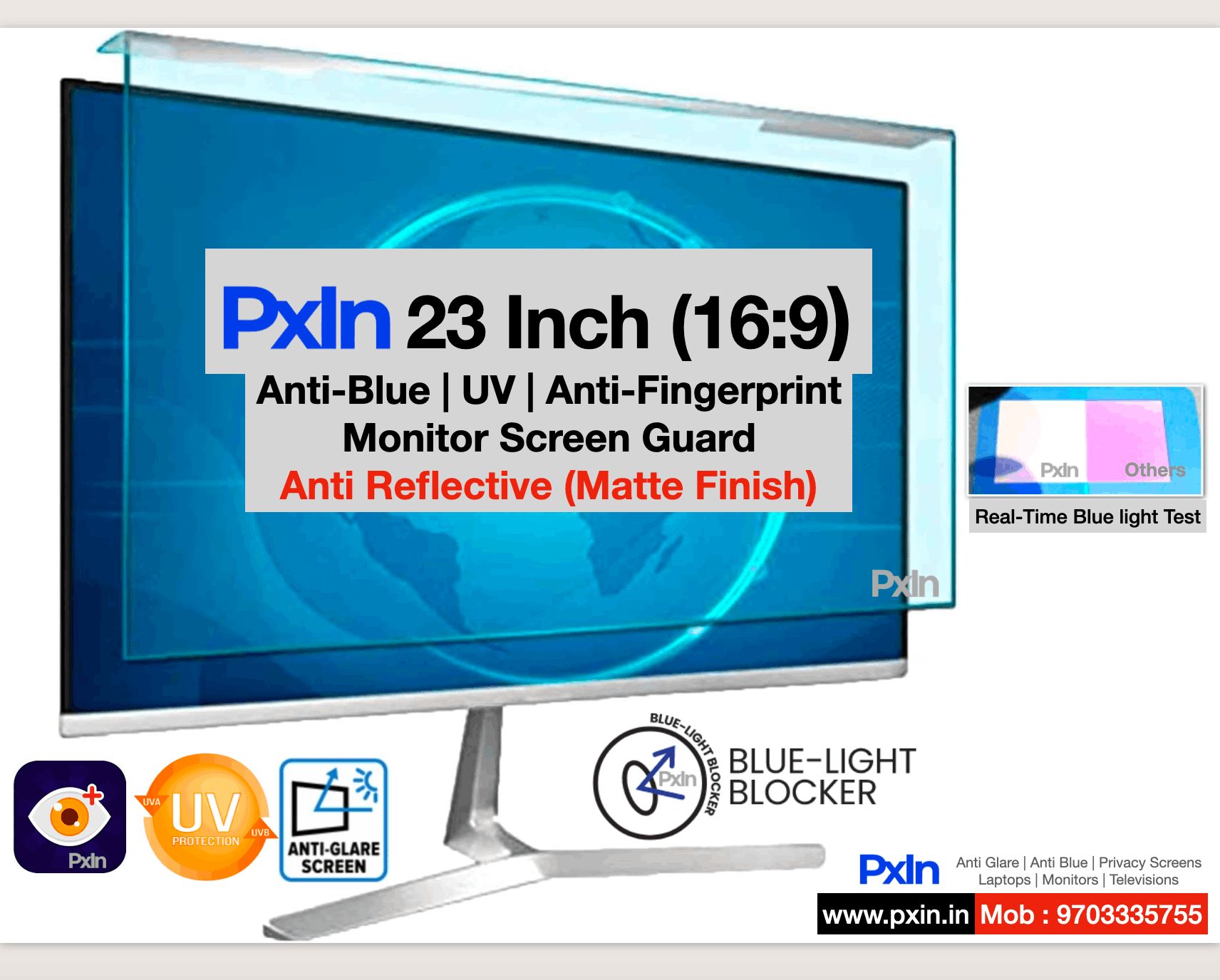 23 Inch (16:9) Anti-Blue | Anti-Glare | Monitor Screen Guard
