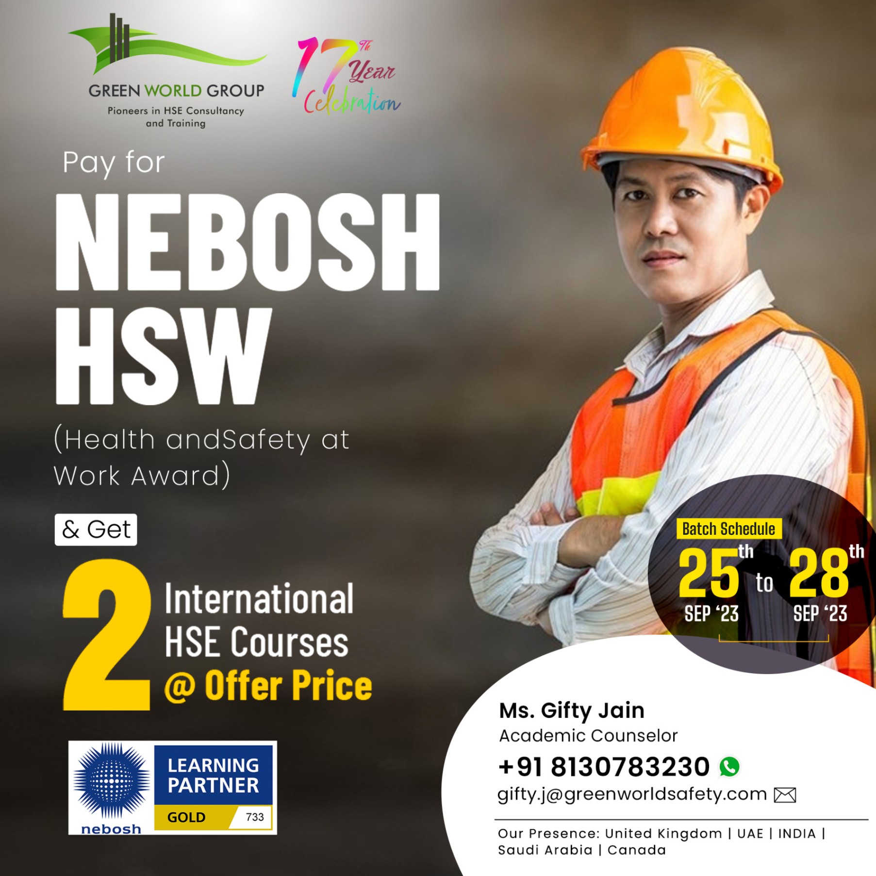   Join our Exclusive NEBOSH HSW Training in  Punjab Online!