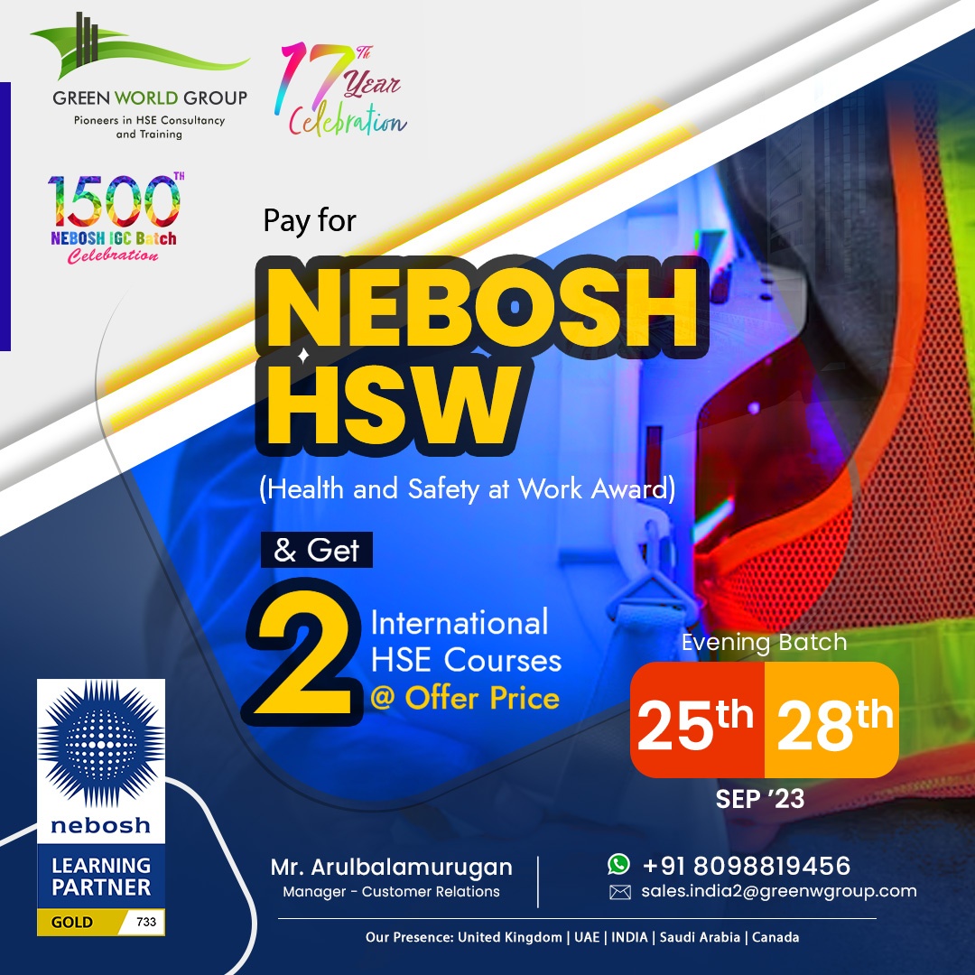 Unlock your potential and elevate your safety skills with our NEBOSH HSW!