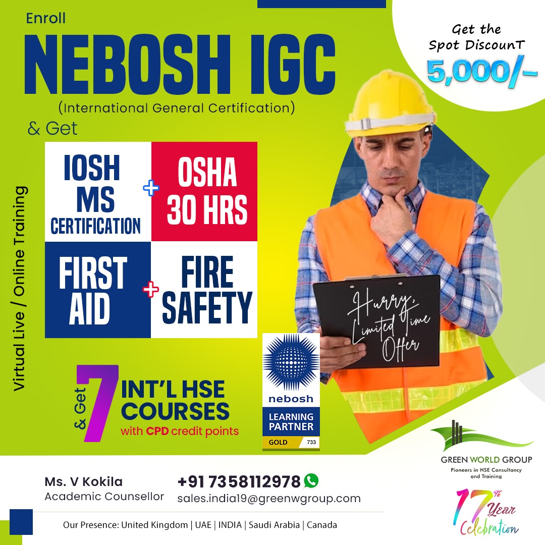 Pursue NEBOSH IGC Course Training in Bangalore