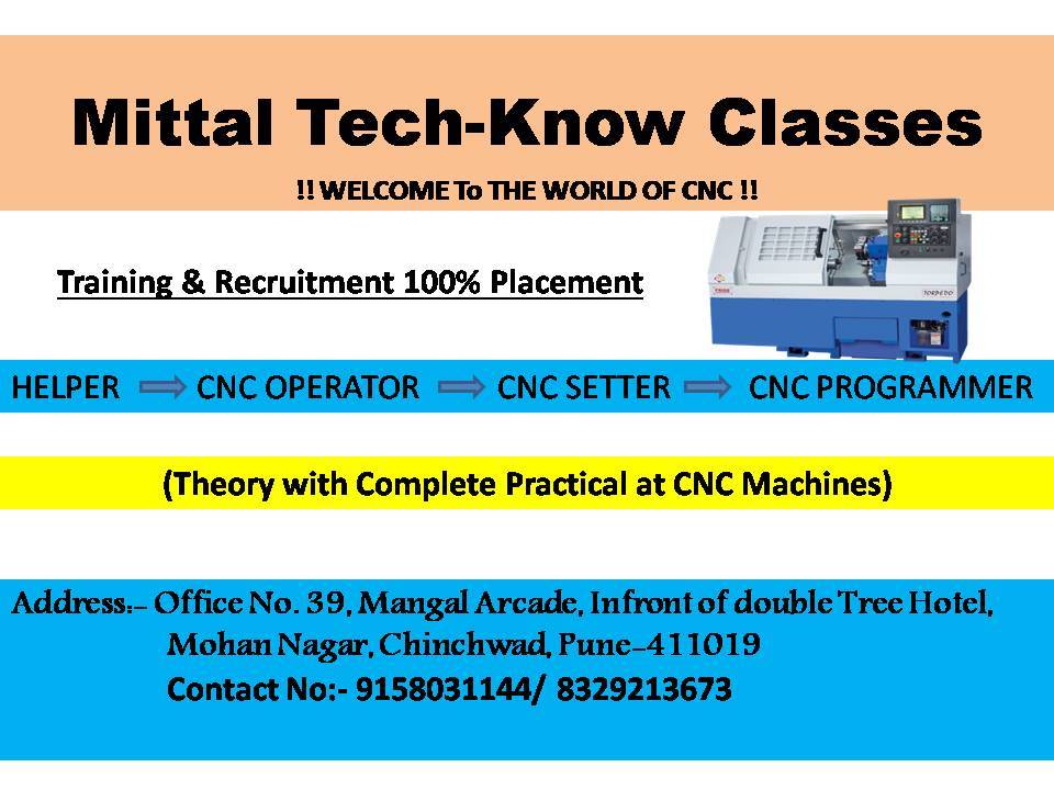 CNC programming classes in pune with complete practical on CNC machine directly. 