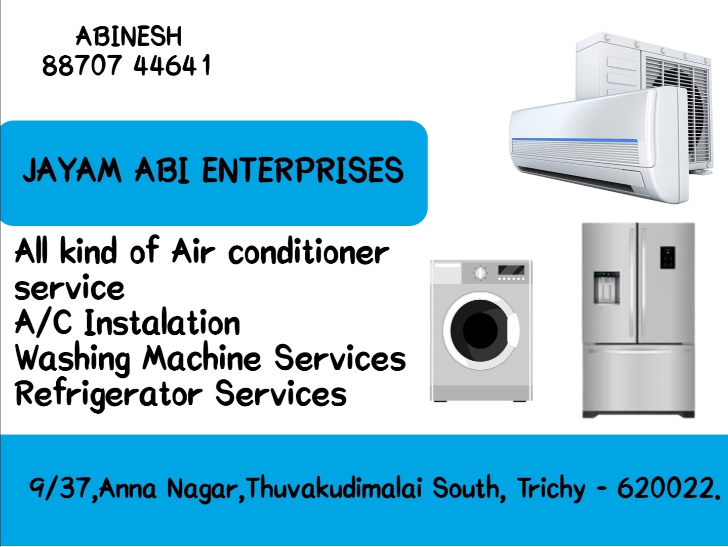 Air Condition Installation & Repair, Refrigerator Repair; Exp: More than 5 year
