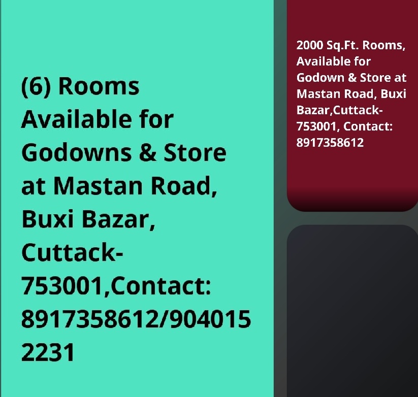 Shop Available on Rent, Main Road, Mastan Road, Buxi Bazar, Cuttack 753001.