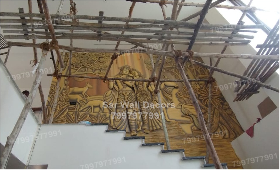 Radha Krishna Staircase wall Mural Design From Hanumakonda