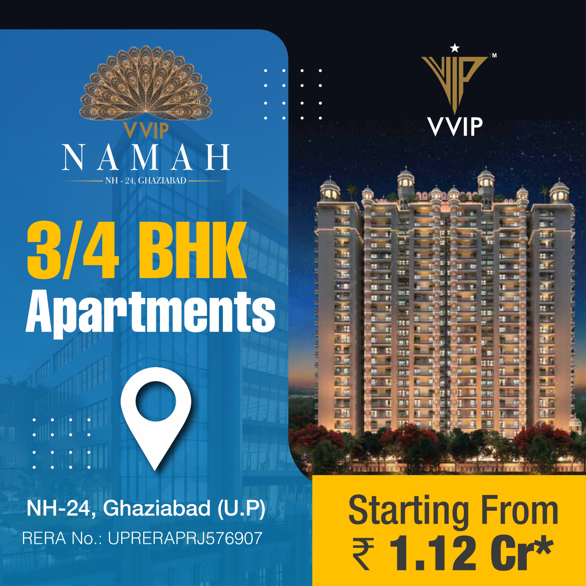 3/4bhk Luxury  Apartments by  VVIP Namah  in NH24,Ghaziabad