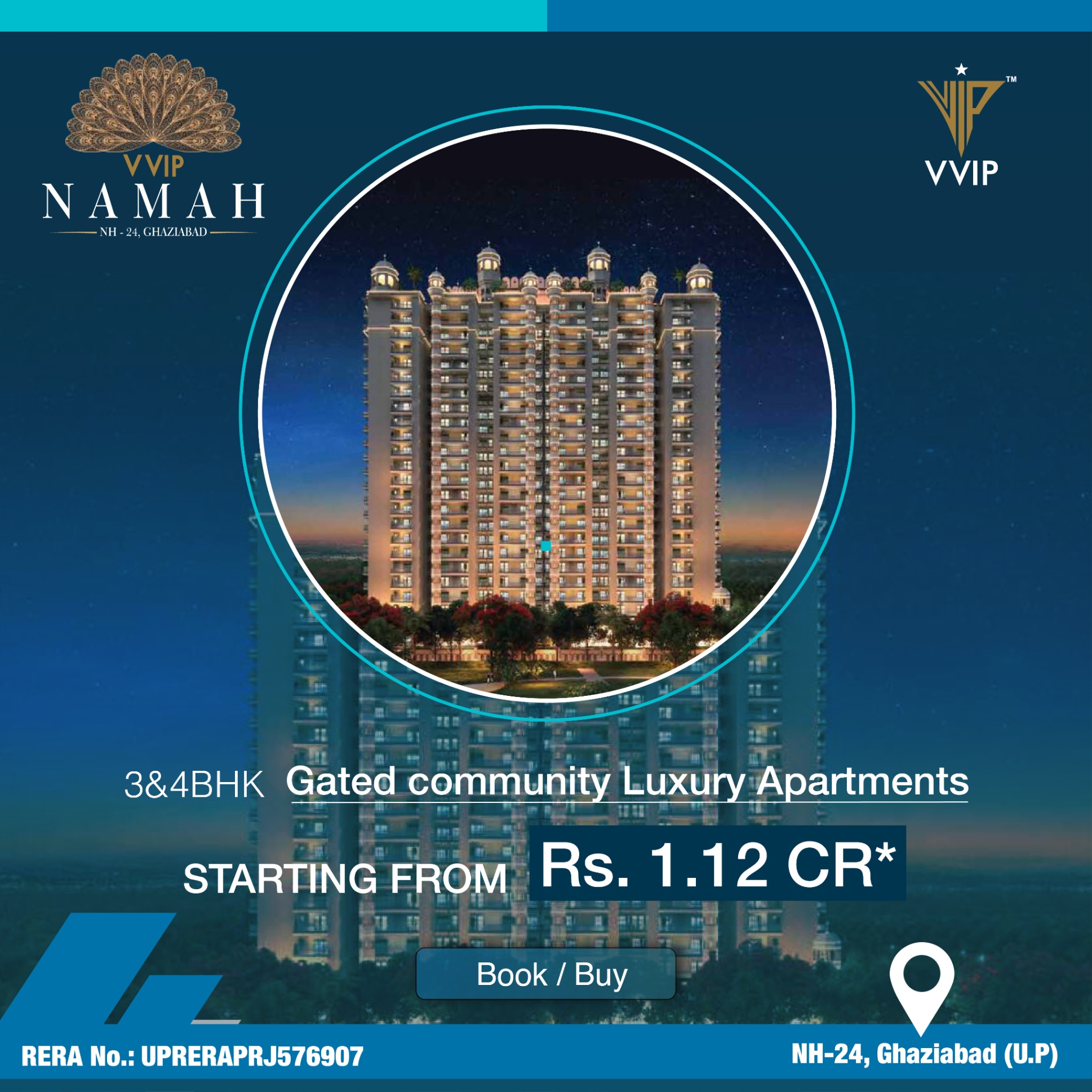Desirable 3BHK Apartments by VVIP Namah in NH24, Ghaziabad