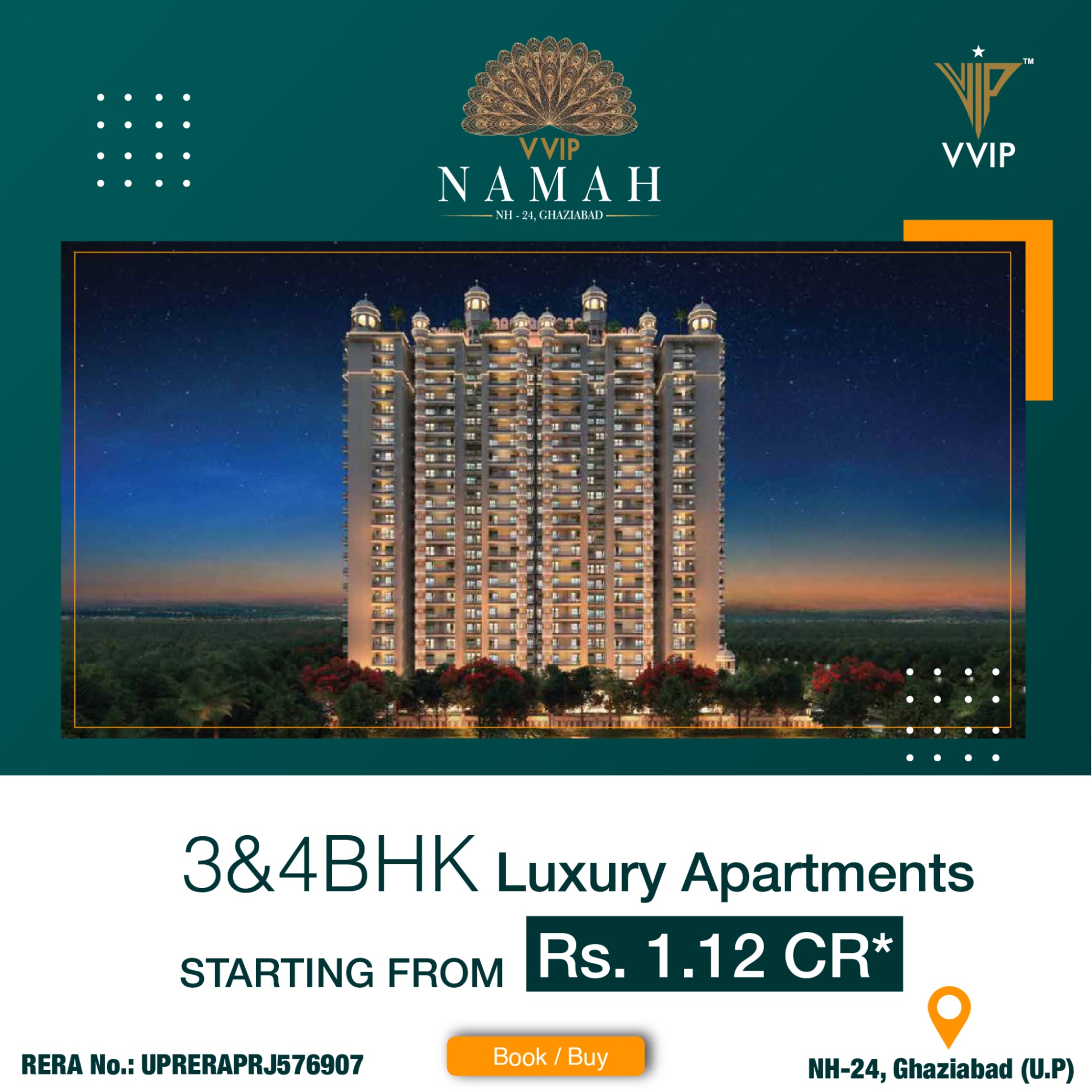Luxury 3 BHK Apartments in NH24, Ghaziabad by VVIP Namah