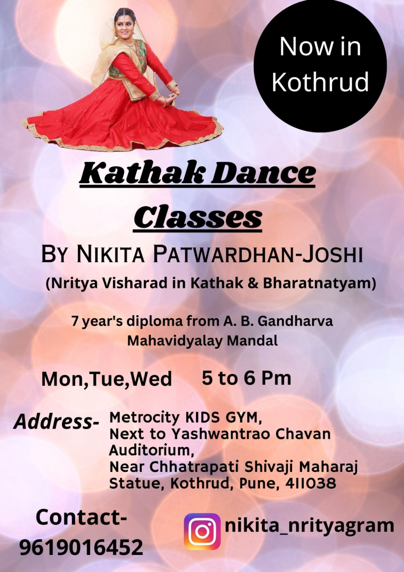 Kathak, Dance classes; Exp: More than 5 year