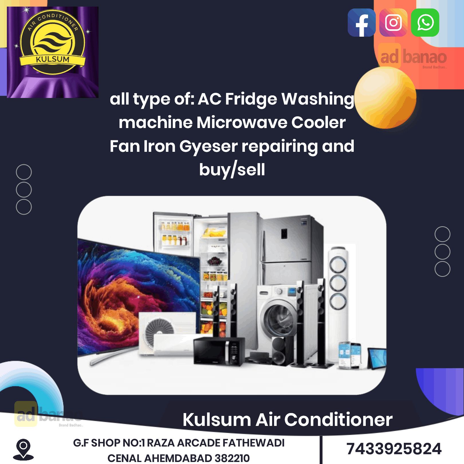 All type of AC Fridge Washing machine Microwave oven service and repairing work 