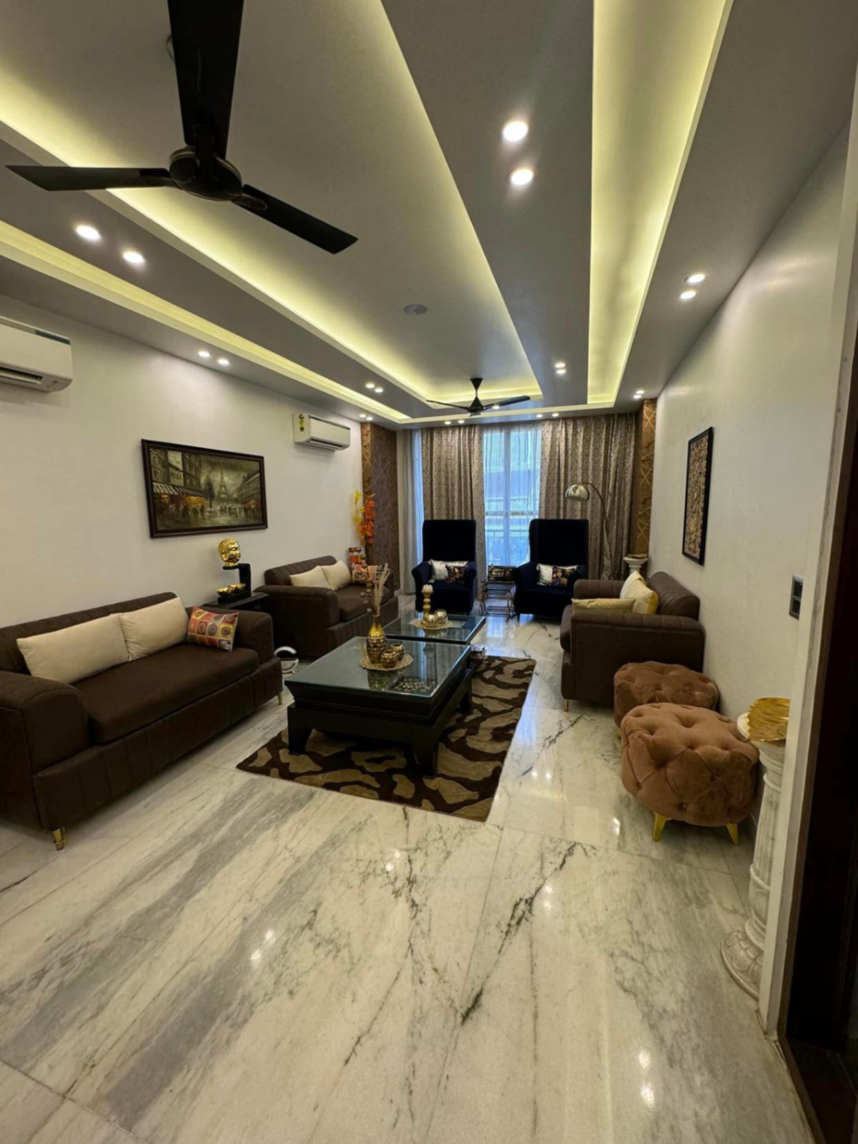 3 Bed/ 3 Bath Rent Apartment/ Flat; 2,178 sq. ft. carpet area, Furnished for rent @Greter Kailash
