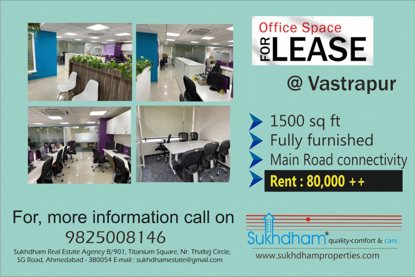 Rent Office/ Shop, 1000 sq ft carpet area, Furnished for rent