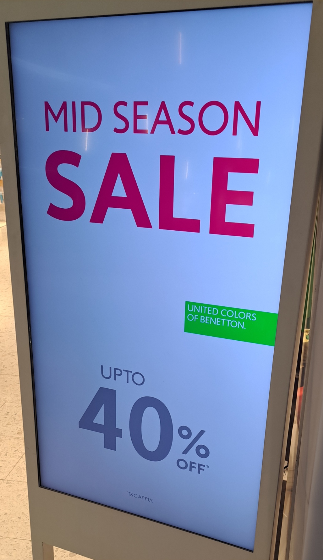 New Deal - Upto 40% off @UNITED COLORS OF BENETTON, DB CITY MALL, Bhopal